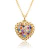 Collar con colgante de amor hueco con microincrustaciones de circonita de color chapado en oro de 18 quilates, nuevo, transfronterizo, 2023, venta directa de fábrica para mujer
