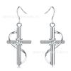Pendientes de plata 925 con incrustaciones de piedra europea y americana para mujer, con forma de cruz, ganchos para la oreja, Amazon AliExpress, comercio exterior.