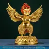 Margen de Buda cobre Pájaro de alas doradas Dapeng chapado en oro ofrenda para el hogar base de doble loto Pájaro de alas doradas adornos de Buda 7 pulgadas