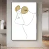 Pintura decorativa para sala de estar de personaje abstracto de una sola pincelada, pared de fondo de sofá moderna y simple, pintura de suelo, pintura colgante para porche