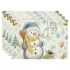 Amazon Manteles Navideños Muñeco de Nieve Árbol de Navidad Manteles Decoración de Mesa de Comedor Occidental Manteles Aislantes Fiesta Navideña