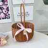 Cesta de Armazenamento Trançada de Rattan Sintético Cesta de Frutas para Presente Cesta de Mão Lembrança para Madrinha Caixa Vazia Caixa para Embalagem de Presente Cesta de Flores