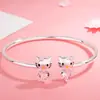 Versão coreana da pulseira de gato Katie KT mais vendida, pulseira banhada a prata, moda pai-filho, pulseira de zircônia em pó em forma de coração, presente para namorada