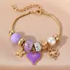 Pulsera de cuentas de resina con flores de dibujos animados de venta cruzada europea y americana, joyería de aleación con colgante de cuentas DIY Panjia al por mayor