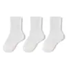Meias Infantis de Terry Espessas para Outono e Inverno, Meias Brancas para Estudantes, Meias Infantis de Cano Médio, Meias Esportivas para Meninos e Meninas, Meias de Algodão Lisas Classe A