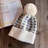 Sombrero de Lana Jacquard Espiga Nuevo Estilo Coreano Retro para Mujer Sombrero de Punto Lindo Dinámico con Pompón para Otoño Invierno Sombrero Transfronterizo