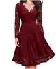 Vestido de Natal Feminino Outono e Inverno Vestido de Renda Manga Longa Base Interna Emagrecedor Elegante Tendência Saia