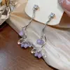 Pendientes Colgantes de Flor de Acrílico con Circonita Estilo Vacacional, Pendientes Elegantes de Nicho Versátiles, Pendientes de Lujo Ligero de Alta Gama para Mujer