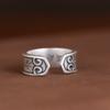 Anel de Prata Pé de Rei Cervo Dourado Artesanato Antigo Vintage Design Aberto Selo Pequeno Feminino Caractere Fosco Moda Anel de Prata