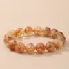 Cristal Torre Amarillo Natural con Patrones de Resina Roja y Amarilla, Colores de Cristal Únicos, Estilo Pareja, Anillo Individual, Estilo Transmisión en Vivo, Al por Mayor en Stock