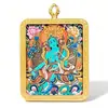 Venta al por mayor desde la fábrica de origen: Colgante Thangka Tara Pintado a Mano con Incrustaciones de Diamantes, Colgante de Tara Blanca, Estilo Unisex, Verde Tara Artístico Creativo Ligero