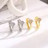 Brincos de Folha de Ginkgo com Diamantes Inteiros, Brincos Pequenos de Zircônia em Forma de Folha Estilo Floresta Estilo Literário, Brincos de Folha Suaves em Forma de Leque Estilo Chinês para Mulheres