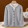 Nuevo Suéter de Punto de Lana Pura con Cuello Redondo de Manga Larga Bloque de Color Falso Dos Piezas para Niños Ropa para Niños Otoño/Invierno 2026
