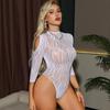 Lencería Sexy Exportación Europea y Americana Mono Bikini Malla de Manga Larga Ropa Falda de Cadera Ropa de Malla Ajustada W792