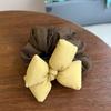 Jaqueta Coreana de Penas Anel de Cabelo com Laço Xadrez Flor de Botão Anel de Cabelo Plissado Retrô Francês Doce Luxo Leve Elegante Pesado