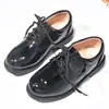 Zapatos de Cuero para Niños con Cordones Negro Mate Zapatos de Rendimiento para Niños Etiqueta de Izamiento de Bandera para Niños Grandes Zapatos Escolares de Rendimiento para Estudiantes