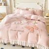 Princesa vento lavagem pele-friendly algodão bordado tridimensional lençóis de cama quatro peças conjunto atacado presentes comércio exterior transfronteiriço
