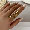 Set de anillos abiertos geométricos estilo ins europeo y americano, joyería apilable de nicho de estrella y luna en espiral irregular, venta al por mayor transfronteriza