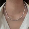 Collar de Perlas Morado Rosado para Mujer, Cadena para Clavícula de Diseño de Nicho de Lujo Ligero, Moderno y Elegante, Accesorio de Cuello Personalizado Simple y Versátil