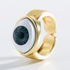 Anillo Abierto Retro Simple de Cobre con Baño de Oro de 18K Esmaltado Ojo del Diablo Forma de Extraterrestre para Hombres y Mujeres Accesorios