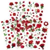 Pegatina de Flor Rosa Roja Caliente Transparente de PET Planta Flor Realista Impermeable DIY Escenario Material para Diario Pegatinas