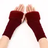 Luvas Curtas de Pelo Triangular com Aba Flip-Up Novas Outono e Inverno Femininas de Tricô Meio Dedo Lã Quente Mangas