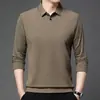 Nueva Camiseta de Manga Larga para Hombre Otoño/Invierno Falsa de Dos Piezas Casual de Alta Gama Camisa Polo a Cuadros Capa Base