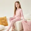 Conjunto de roupas de outono para meninas, pijama de algodão liocel infantil para casa, blusa de segunda pele para meninas, não precisa usar calcinha