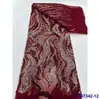 Vestido Europeu e Americano Bordado Lantejoulas Renda Tecido Pesado com Pedrarias Renda com Lantejoulas para Noivas