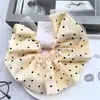Goma para el pelo de Seersucker con lunares texturizados de doble capa para mujer, elegante y suave, con pliegues de perlas, Goma para el pelo, Accesorio para el pelo