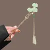 Horquilla de Perlas con Borla de Hoja de Albaricoque Estilo Antiguo para Mujer, Horquilla de Alta Gama, Nueva Horquilla Estilo Chino, Horquilla Hanfu, Accesorio para el Cabello