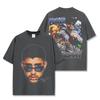 Camiseta de Manga Corta Estilo Retro Americano Transfronterizo con Estampado de Bad Bunny Suelta Resistente Cuello Redondo Sudadera con Capucha para Hombre