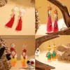 Pendientes Europeos y Americanos Transfronterizos de Calavera con Borla y Cuentas de Arroz para Halloween, Pendientes Personalizados Creativos de Rosa