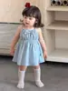 Vestido de verano estilo coreano para niñas bebés y niños pequeños, dulce vestido de tirantes de lunares, vestido de princesa transpirable para niños pequeños, atuendo de verano