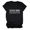 Rescato Libros Amazon Ebay Sitio Independiente Casual Simple Cómoda Camiseta de Manga Corta con Cuello Redondo para Mujer