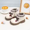 Botas Femininas 2026 Nova Outono Inverno Botas Martin Infantil Botas Curtas Princesa Solado Macio Botas de Couro com Cereja Adicionada Veludo Tendência