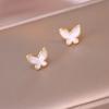 Pendientes de plata 925 para mujer, con diseño de aguja, estilo frío, con circonitas, mariposas y conchas.