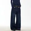 Jeans Casual Longo Masculino e Feminino com Estampa de Bandeira Retro Americana, Novo para Primavera e Outono, Corte Solto Reto de Perna Larga