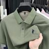 Camiseta Polo de Seda de Morera de Manga Corta para Hombre 2025 Verano Nueva Lassel Negocios Camiseta Casual de Alta Gama Top Bordado