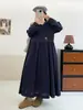 Vestido Longo Feminino Estilo Japonês Mori Girl Outono 2025 Bordado Floral Manga Longa Gola Redonda Cobrindo a Carne Emagrecimento Solto
