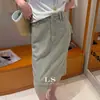 LS Nova MarcaMarca de Luxo Minimalista Chegada de Verão Moda Retrô Saia Jeans de Cintura Alta S2512