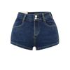 Shorts Jeans de Cintura Alta com Botão Duplo para Mulheres, Design de Verão 2025, Levanta Bumbum, Elástico, Emagrecedor, Bumbum de Pêssego, Hot Pants