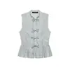 Top Elegante de Moda 2026 Estilo Europeo y Americano Transfronterizo para Mujer con Decoración de Lazo y Raya Metálica 4015805