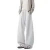 Pantalones deportivos tipo jogger grises de peso pesado deconstruidos para hombre, nuevos de otoño/invierno, ajuste holgado, retro, modernos, de pierna ancha, casuales, largos.