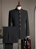 Traje Chino de Corte Entallado para Hombre con Cuello Mao para Jóvenes, Adecuado para Bodas y Banquetes, Traje Tang