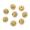 Cobre Gota de Óleo Esculpida Flor Oca Contas Redondas Contas Espaçadoras Contas Soltas Pulseira DIY Joias com Furo Contas de Transferência Acessórios