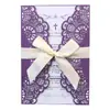 Fábrica en stock tarjeta de invitación hueca para boda invitación con lazo tarjeta de felicitación de boda europea venta al por mayor Shenzhen