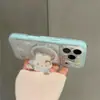 Funda de Teléfono Linda Conejo de Dibujos Animados Azul Playa Manzana 18Promax Adecuada para 17Pro Magnética Doble Capa 16Pro