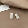 Pendientes Cuadrados Retro de Cristal S925 de Plata de Corea del Sur Dongdaemun Pendientes de Moda Elegantes Versátiles Pendientes de Gama Alta para Mujer