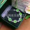 Pulsera Natural de Calcedonia Tipo Hielo, Jade Huevo de Paloma, Ágata Color Esmeralda, Pulsera con Incrustaciones Chapada en Plata al por Mayor